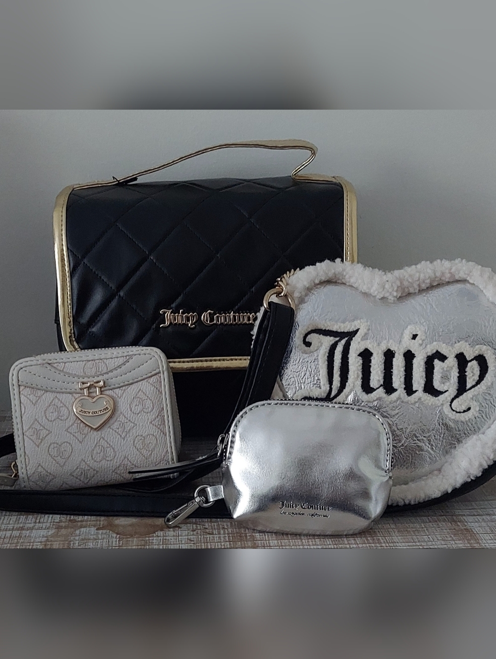 Juicy Couture Bundle  Travel Bag,heart Purse And Wallet NWT